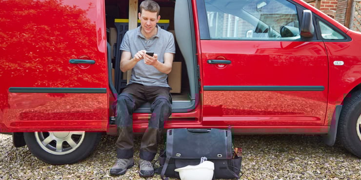 Low Tech Sales - Contractor In Van Writing Emails 