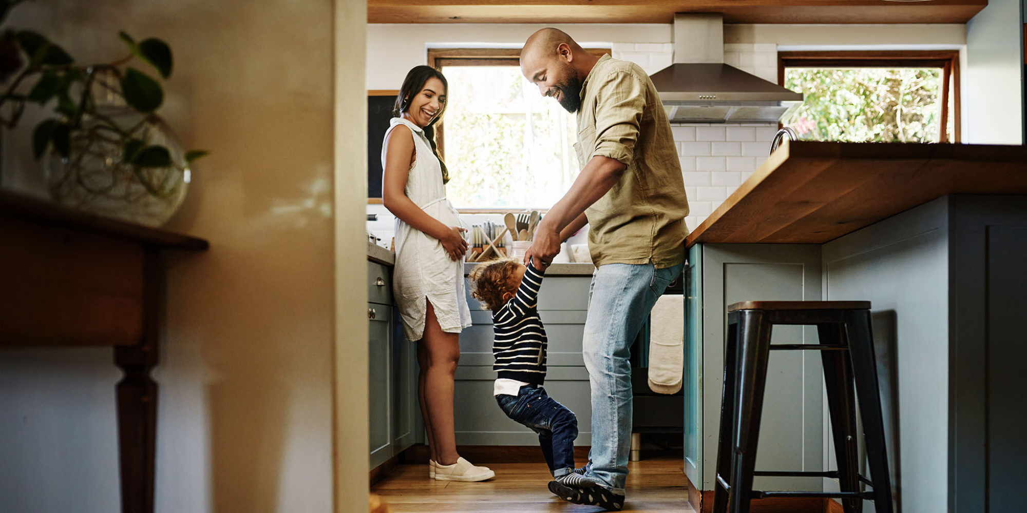 Happy family in kitchen 