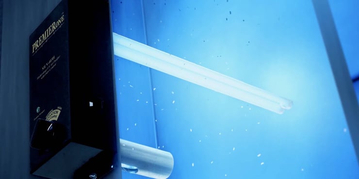 PremierOne UV lamp with germs floating around.