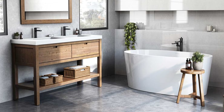 riobel faucet, sink, bath tub with a window