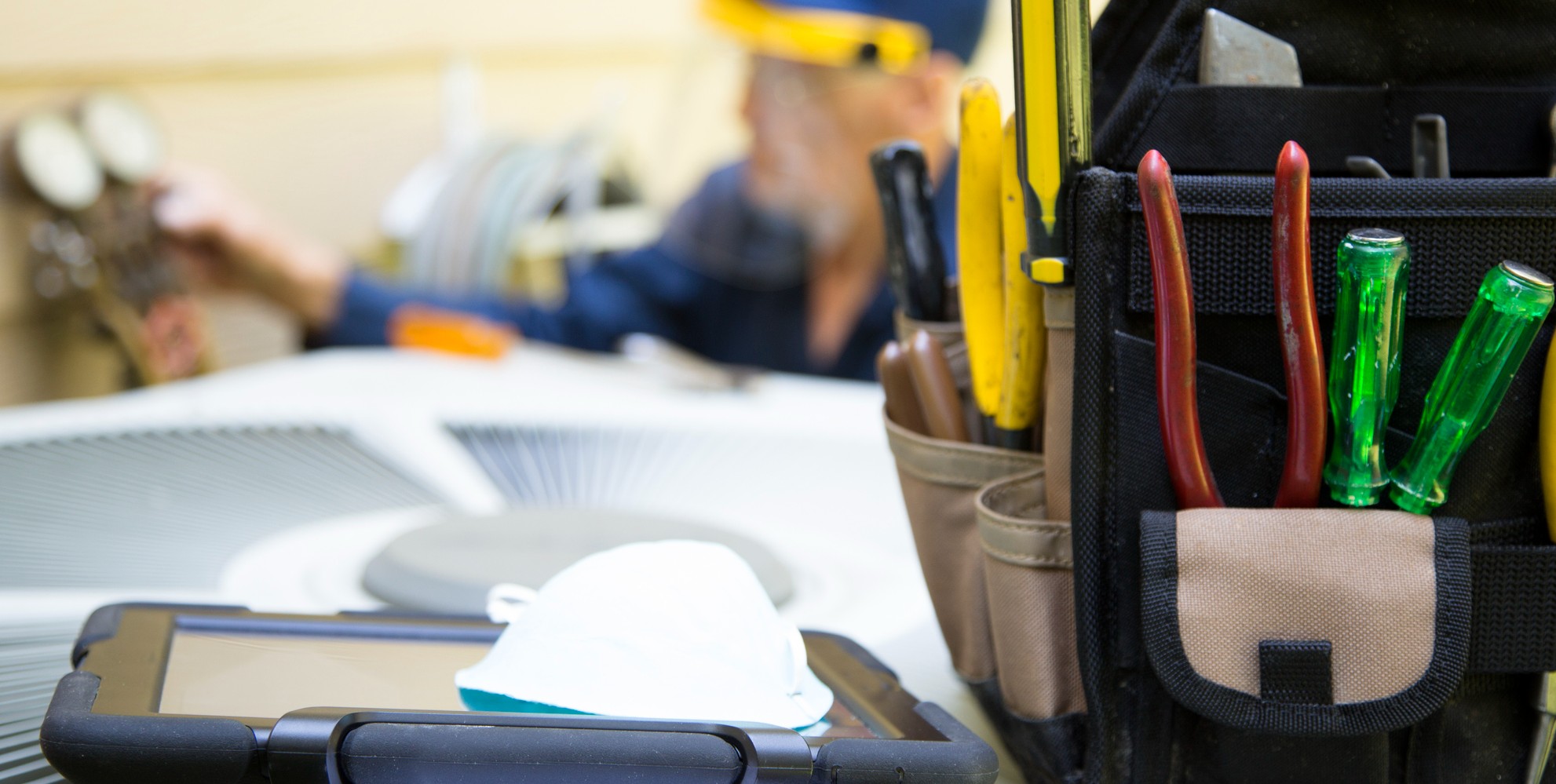 Technician services outside AC units and generator