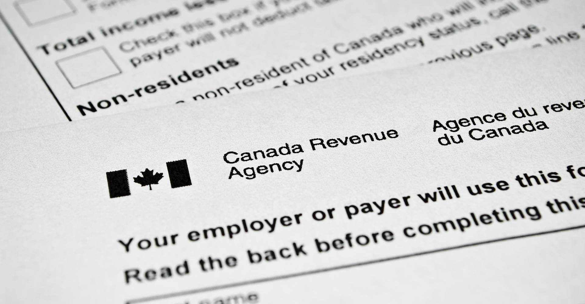 A snapshot of a Canada Revenue Agency form