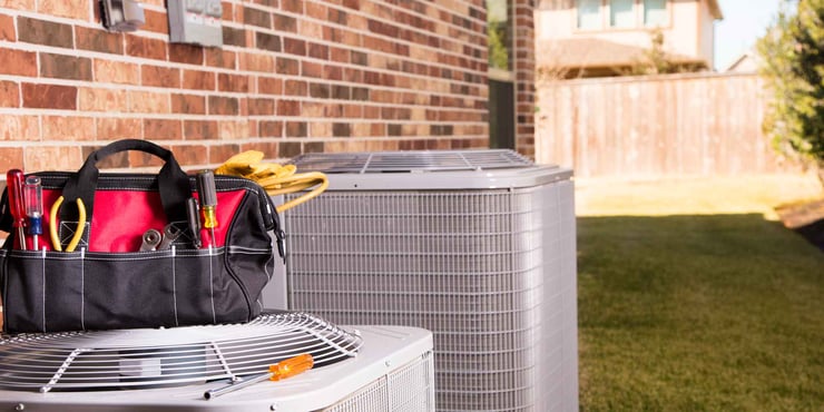 Toolbox placed on outdoor AC