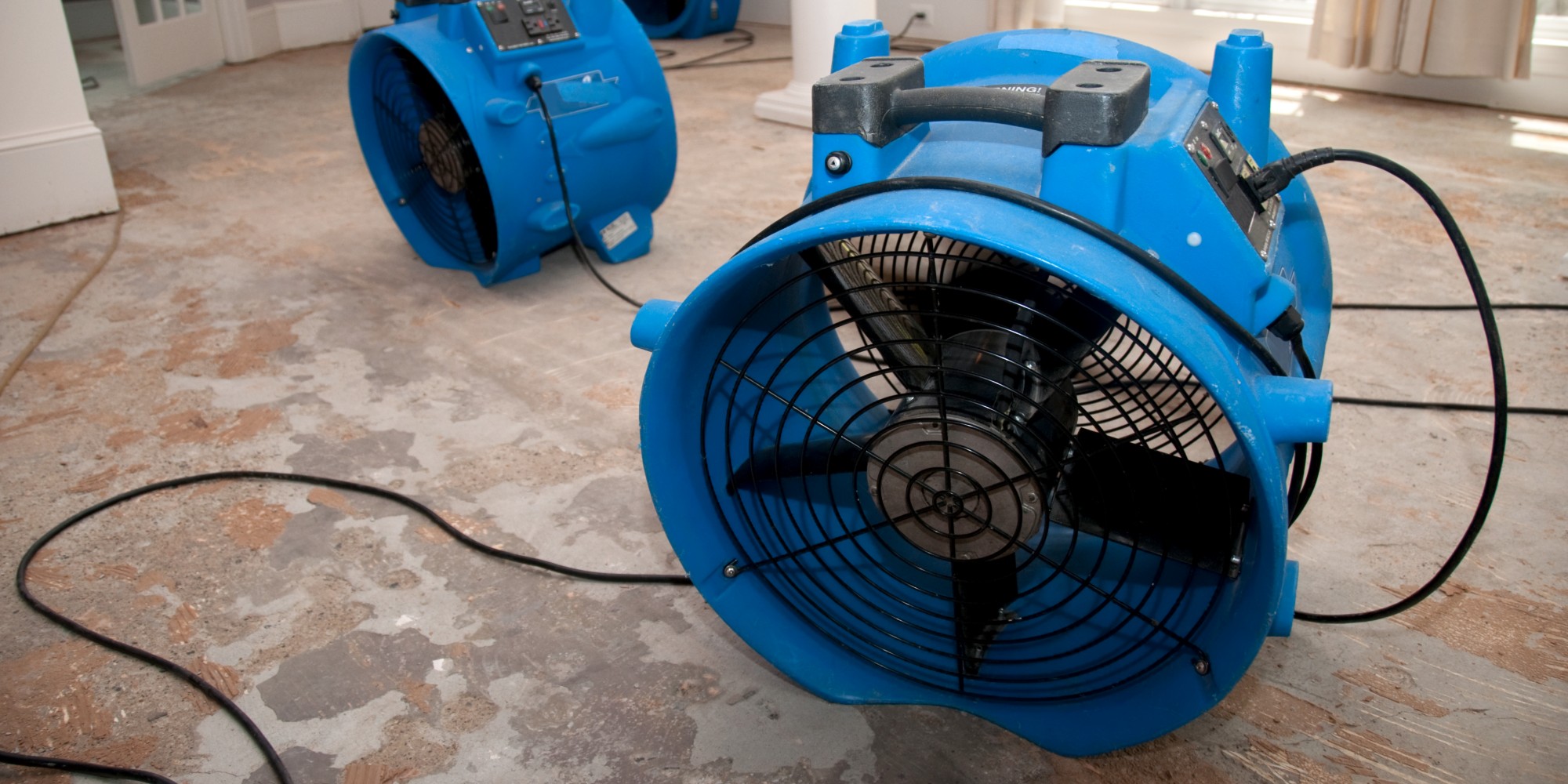 Industrial Fans Drying Out Home To Restore Water Damage